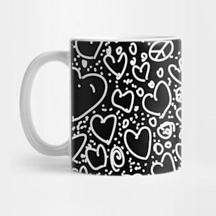 Black Doodle Hearts Mug